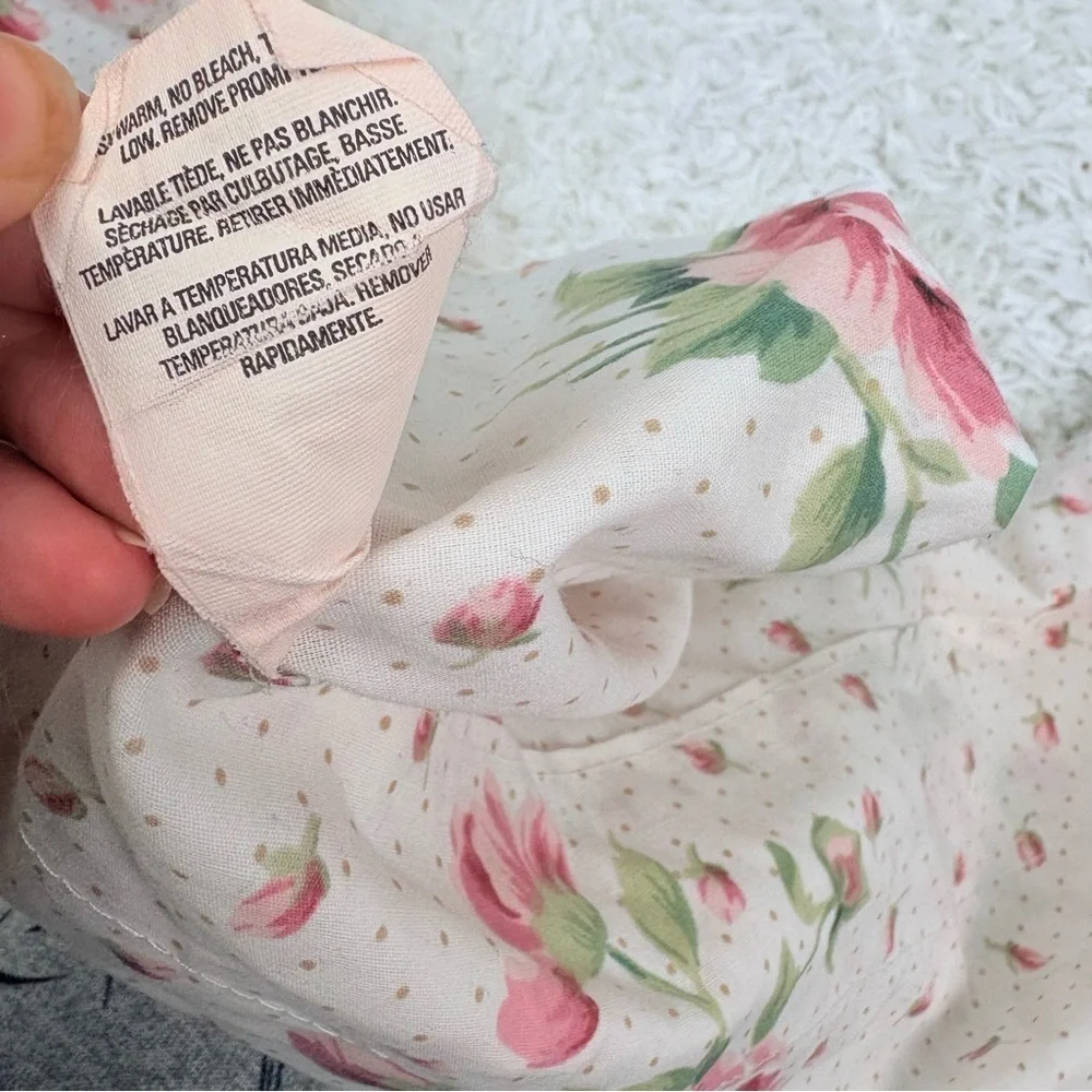SPRINGS cottage core Floral Print Fabric with Pink Roses one panel curtain